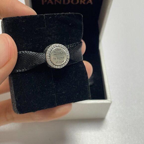 Pandora The World Is Your Stage Theater Mask Dangle Heart Charm - Picture 2 of 5